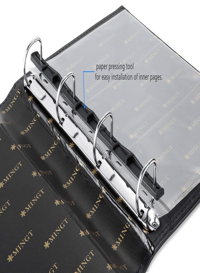 MUDOR Premium PU Classic Binder with Slipcase Storage Case, 4 Ring Empty Stamp Binder Albums Stockbook for Stamps, Documents, Coins, Bank Notes,Without Inner Pages (Black) - Image 5