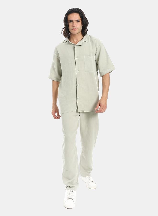 Red Circle heavy linen suit with pant a42 - Image 1