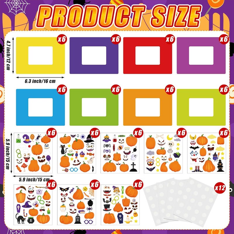 Qunclay 96 Pcs Halloween Picture Frame Craft Pumpkin Make a Face Stickers Picture Frames DIY Photo Frame Craft Classroom Home Game Activities Holiday Gift - Image 3