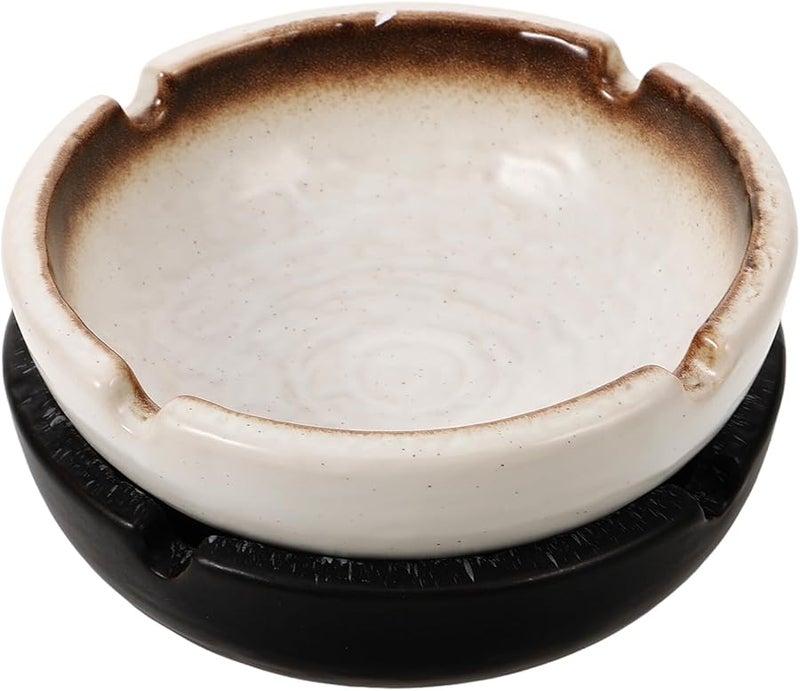 Japanese Style Ceramic Ashtray Smooth Surface Easy to Clean Decorative Home Office Tabletop - Image 1