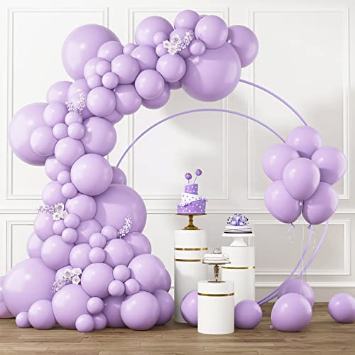 RUBFAC Lavender Purple Balloons Different Sizes 105pcs 5101218 Inches for Garland Arch Light Pastel Baby Purple Latex Balloons for Birthday Baby Shower Wedding Party Decorations - Image 1