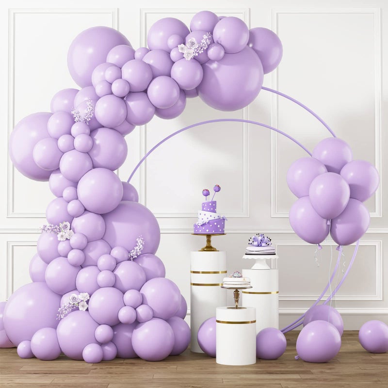 RUBFAC Lavender Purple Balloons Different Sizes 105pcs 5101218 Inches for Garland Arch Light Pastel Baby Purple Latex Balloons for Birthday Baby Shower Wedding Party Decorations - Image 2