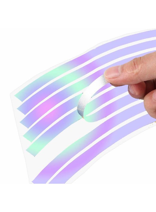 Leasinder 18" Reflective Wheel Rim Stripe Decal Sticker for Motorcycle Wheels Car Cycling Bike Bicycle Night Reflective Safety Decoration Stripe Universal Reflective Rim Stickers (Style 1 Colorful) - Image 2