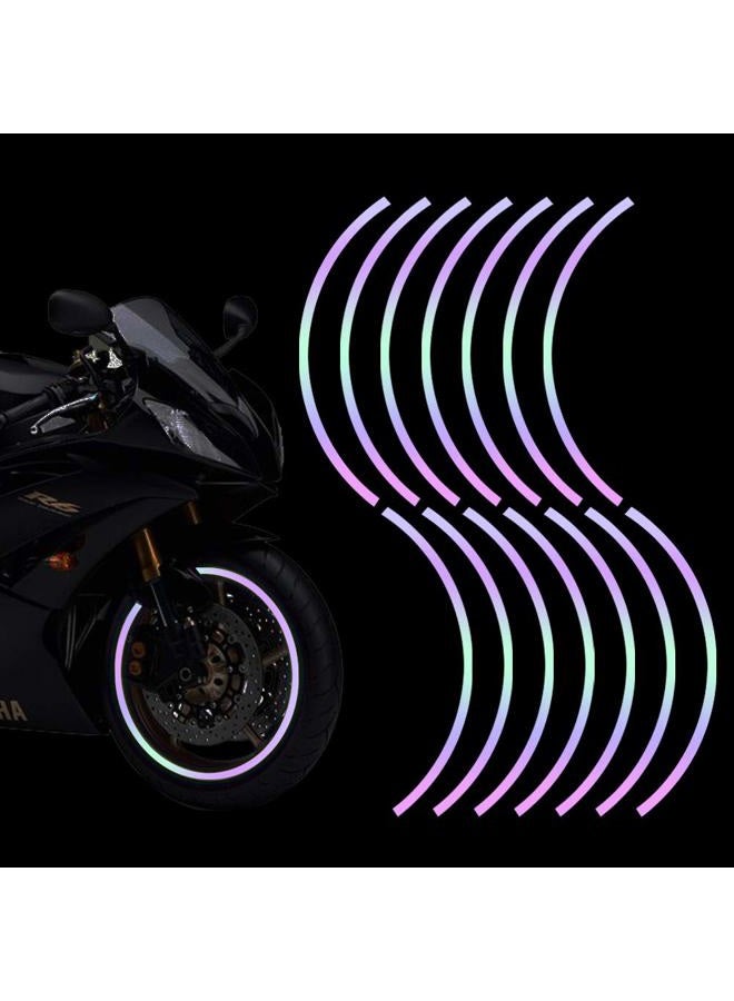 Leasinder 18" Reflective Wheel Rim Stripe Decal Sticker for Motorcycle Wheels Car Cycling Bike Bicycle Night Reflective Safety Decoration Stripe Universal Reflective Rim Stickers (Style 1 Colorful) - Image 1