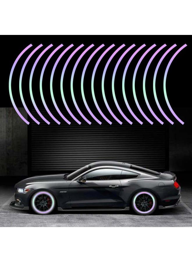Leasinder 18" Reflective Wheel Rim Stripe Decal Sticker for Motorcycle Wheels Car Cycling Bike Bicycle Night Reflective Safety Decoration Stripe Universal Reflective Rim Stickers (Style 1 Colorful) - Image 5
