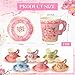 Nuogo 300Pcs Floral Paper Tea Cups and Saucers 7 OZ Disposable Tea Cup with Handle and Plates for Garden Party Supplies Wedding Birthday Baby Shower Bridal Mothers Day Serve 150 GuestVibrant Color - Image 4