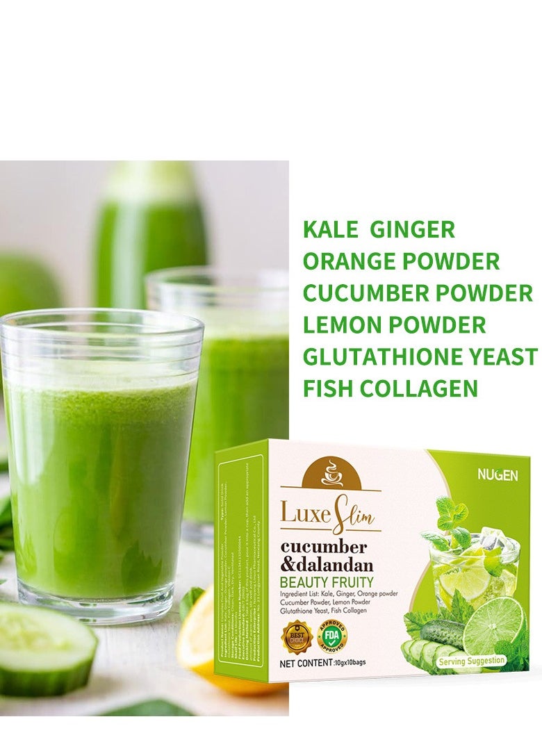 NUGEN - Cucumber & Dalandan Beauty Fruity Tea,With  Glutathione And Collogen 10 Bags - Image 1