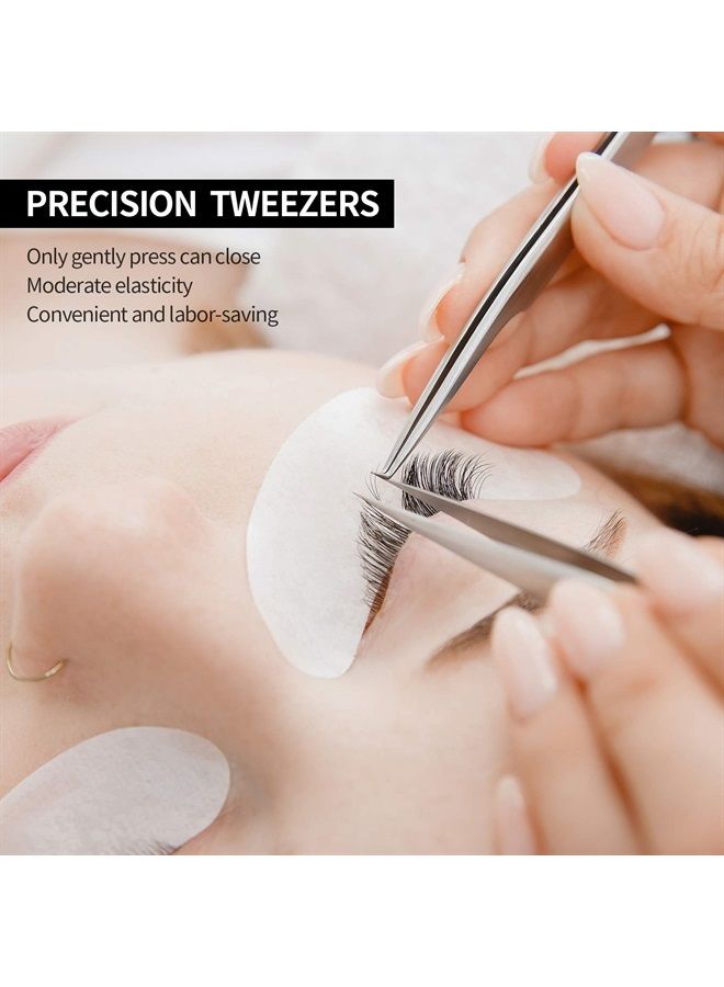 Mudder 3 Pieces Straight Pointed Tip Tweezers Isolating Tweezers Eyelash Extensions Tweezers Lash Tweezers Pointed Blackhead Remover Precision Eyebrow Splinter (Classic Style,5.31 Inch) - Image 1