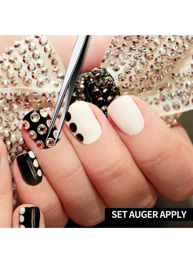 Mudder 3 Pieces Straight Pointed Tip Tweezers Isolating Tweezers Eyelash Extensions Tweezers Lash Tweezers Pointed Blackhead Remover Precision Eyebrow Splinter (Classic Style,5.31 Inch) - Image 2