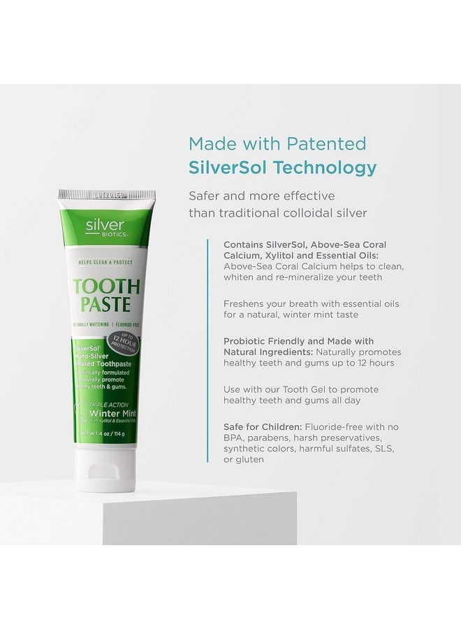 American Biotech Labs Silver Biotics Tooth Paste | SilverSol Ag₄O₄ 20 ppm Nano-Silver Infused + Above-Sea Coral Calcium | Naturally Whitening | Flouride-Free | Winter Mint | 4 oz - Image 3