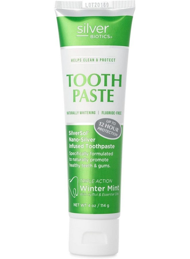American Biotech Labs Silver Biotics Tooth Paste | SilverSol Ag₄O₄ 20 ppm Nano-Silver Infused + Above-Sea Coral Calcium | Naturally Whitening | Flouride-Free | Winter Mint | 4 oz - Image 1