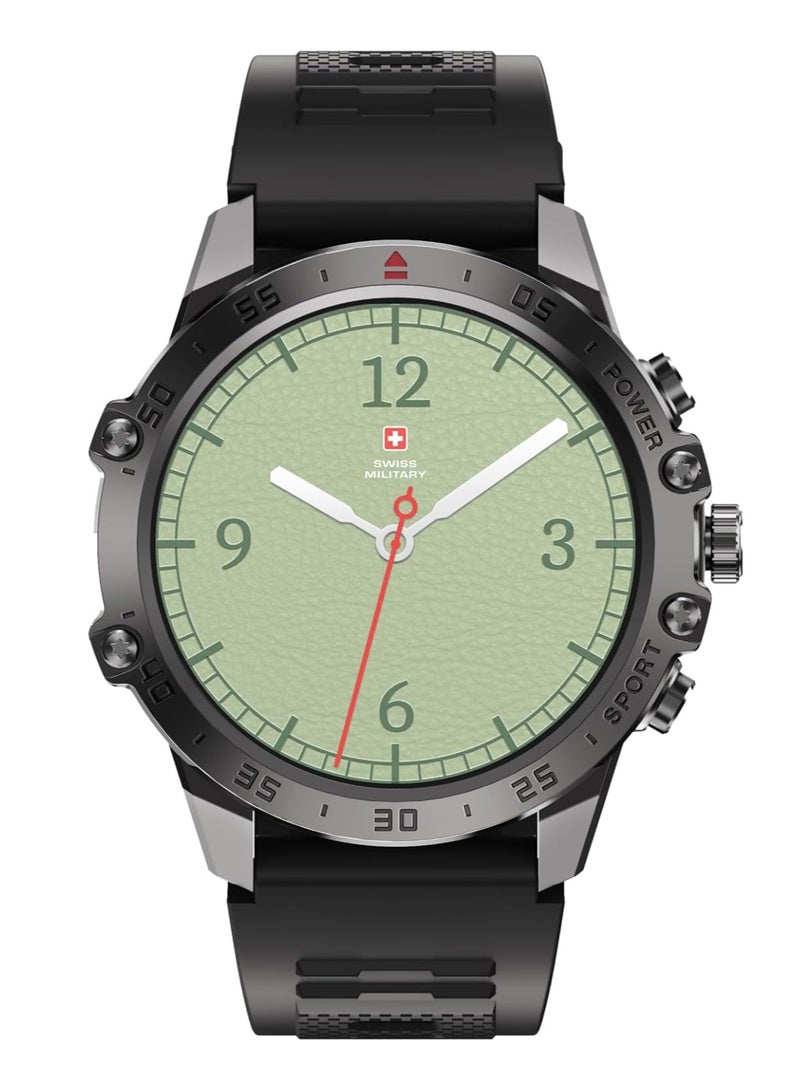 SWISS MILITARY Swiss Military DOM5 Smartwatch 1.43" AMOLED, Bluetooth Calling, Multi Language, Health & Sports Tracking, Wireless Charging, 7 Days Battery, IP68, iOS/Android Compatible, Black Frame with Black Strap  - Image 1