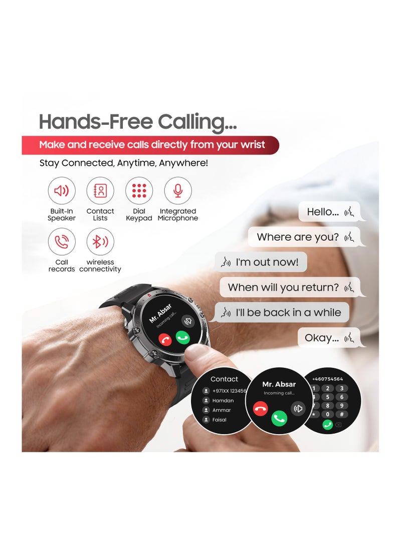 SWISS MILITARY Swiss Military DOM5 Smartwatch 1.43" AMOLED, Bluetooth Calling, Multi Language, Health & Sports Tracking, Wireless Charging, 7 Days Battery, IP68, iOS/Android Compatible, Black Frame with Black Strap  - Image 3