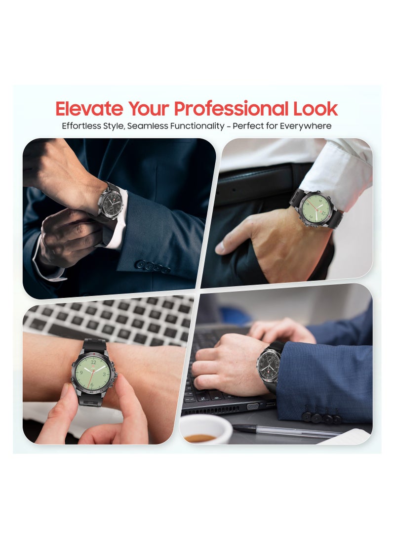 SWISS MILITARY Swiss Military DOM5 Smartwatch 1.43" AMOLED, Bluetooth Calling, Multi Language, Health & Sports Tracking, Wireless Charging, 7 Days Battery, IP68, iOS/Android Compatible, Black Frame with Black Strap  - Image 5