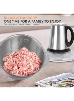 TOSCANA U 5L Electric Meat Grinder 3 Speed Adjustable 500W Stainless Steel Kitchen Food Processor Multifunctional Stainless Steel With 5 Blades Household Meat And Vegetable Chopper St 20054  - Image 3