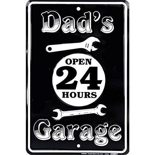 Signs 4 Fun Decorative Parking Sign | Dad's Garage | 8” x 12” | Embossed Aluminum Sign | Made in the USA | SPSAG3 - Image 1
