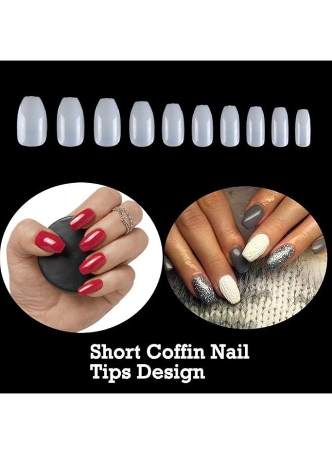 500 قطعة/صندوق 10 أحجام أظافر صناعية أطراف أظافر بلاستيكية ABS بيضاء (أبيض) - Image 4