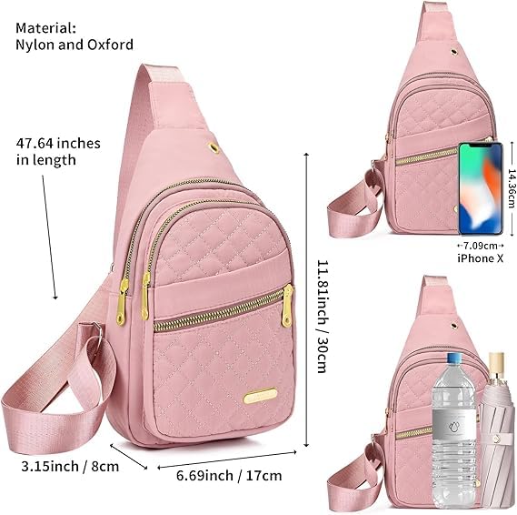 Xpandio Small Sling Backpack Sling Bag for Women Men, Chest Bag Daypack Crossbody for Travel Sport Running Hiking (Pink) - Image 3