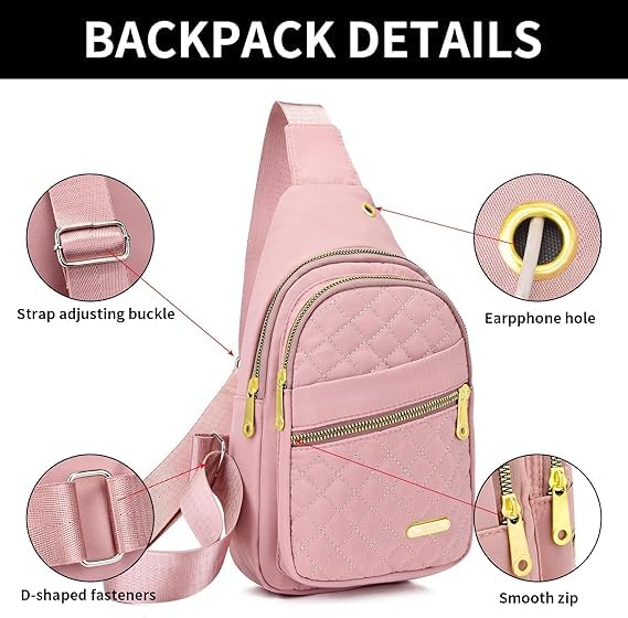 Xpandio Small Sling Backpack Sling Bag for Women Men, Chest Bag Daypack Crossbody for Travel Sport Running Hiking (Pink) - Image 4
