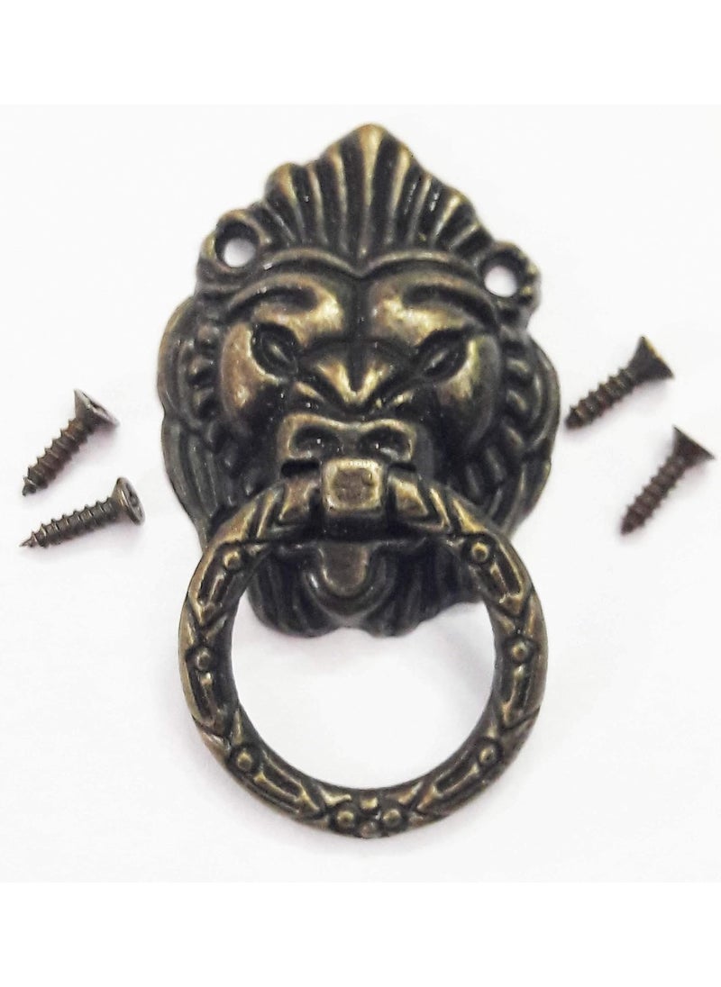 Tia Tia Small 36x26mm Approx Metal Antique Bronze Pulls Handle Knob for Jewelry Box Gift Box Small Cabinet and Drawer with Screws 2Pcs AntiqueBronzeLion Design  - Image 1