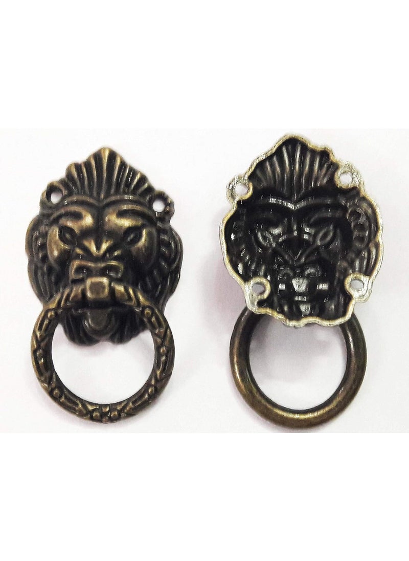 Tia Tia Small 36x26mm Approx Metal Antique Bronze Pulls Handle Knob for Jewelry Box Gift Box Small Cabinet and Drawer with Screws 2Pcs AntiqueBronzeLion Design  - Image 2