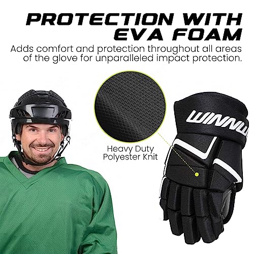 Winnwell AMP500 Ice Hockey Gloves - Durable & Lightweight Protective Equipment for Hockey Players for Youth, Junior & Senior (Black, 11") - Image 5