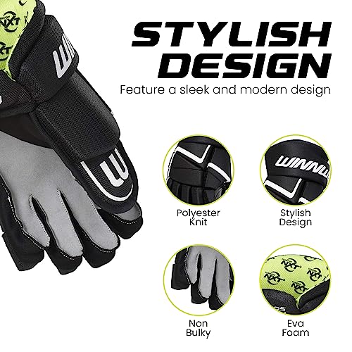 Winnwell AMP500 Ice Hockey Gloves - Durable & Lightweight Protective Equipment for Hockey Players for Youth, Junior & Senior (Black, 11") - Image 2