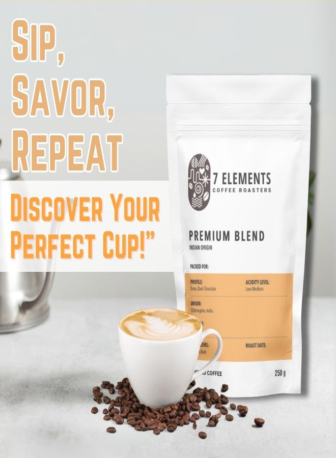 7 Elements Coffee Roasters Premium Blend Ground Coffee - 250 g (Pack of 1) | Medium-Dark Roast (French Press Grind) | Specialty Robusta & Arabica Coffee Grounds | AA Grade | Rich Flavorful Coffee - Image 5