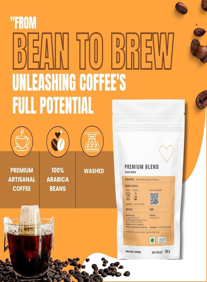 7 Elements Coffee Roasters Premium Blend Ground Coffee - 250 g (Pack of 1) | Medium-Dark Roast (French Press Grind) | Specialty Robusta & Arabica Coffee Grounds | AA Grade | Rich Flavorful Coffee - Image 4