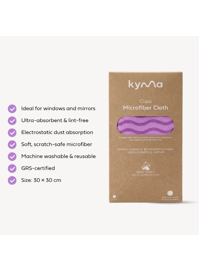 Kyma Glass Microfiber Cloth, Fast Drying, Lint-Free & Streak-Free Mirror Cloth, Strong Dust Absorption, Sustainable Microfiber, Reusable & Machine Washable - Image 3