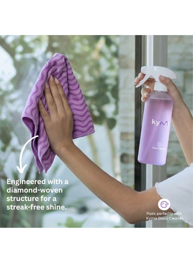 Kyma Glass Microfiber Cloth, Fast Drying, Lint-Free & Streak-Free Mirror Cloth, Strong Dust Absorption, Sustainable Microfiber, Reusable & Machine Washable - Image 2