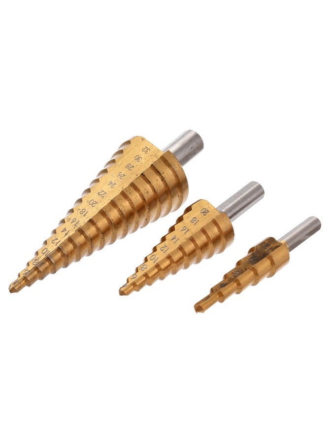 LAWAZIM - Step Drill -3 Piece- Heavy-Duty High-Speed Step Drill Bit Set with Multi-Size Drill Bits (4mm to 32mm) for Precision Hole Enlargement - for Metal, Plastic, and Wood Drilling with Rotary Tools - Image 1