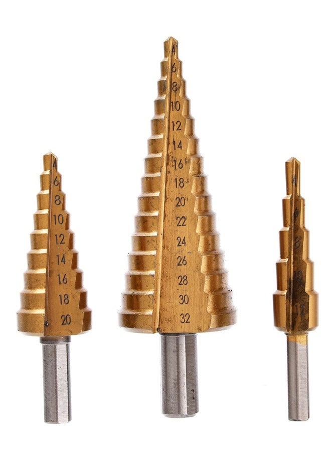 LAWAZIM - Step Drill -3 Piece- Heavy-Duty High-Speed Step Drill Bit Set with Multi-Size Drill Bits (4mm to 32mm) for Precision Hole Enlargement - for Metal, Plastic, and Wood Drilling with Rotary Tools - Image 1