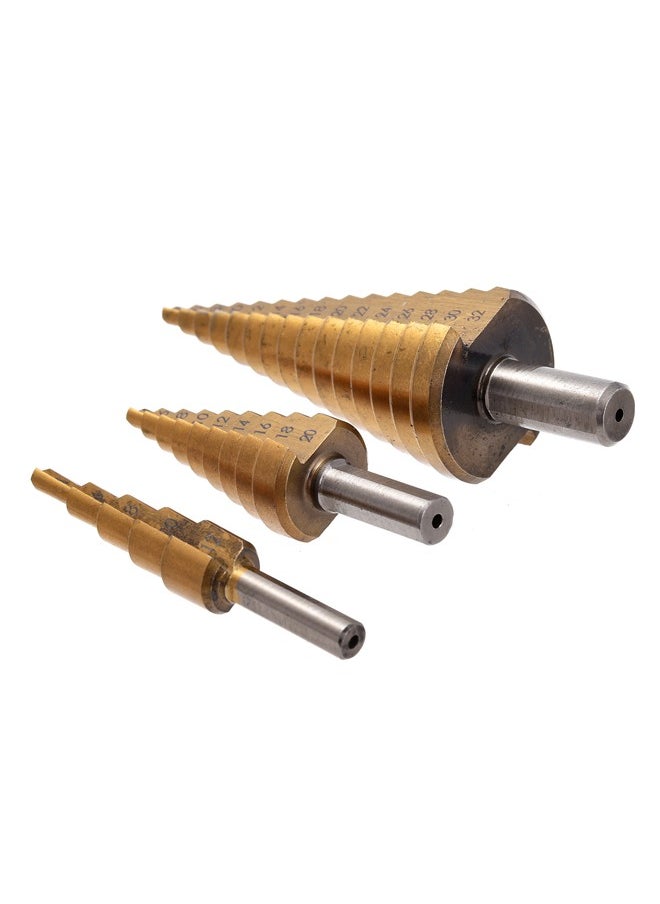 LAWAZIM - Step Drill -3 Piece- Heavy-Duty High-Speed Step Drill Bit Set with Multi-Size Drill Bits (4mm to 32mm) for Precision Hole Enlargement - for Metal, Plastic, and Wood Drilling with Rotary Tools - Image 1