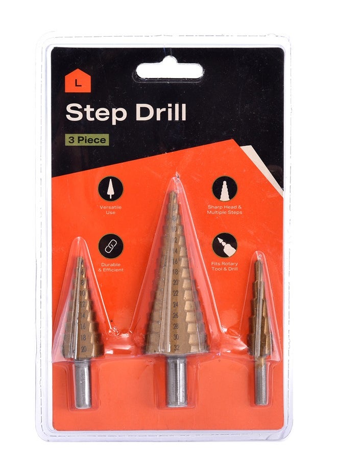 LAWAZIM - Step Drill -3 Piece- Heavy-Duty High-Speed Step Drill Bit Set with Multi-Size Drill Bits (4mm to 32mm) for Precision Hole Enlargement - for Metal, Plastic, and Wood Drilling with Rotary Tools - Image 1