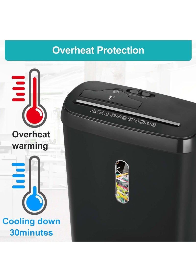 شو وو آلة تقطيع ورق المكتب المنزلي، 8 شرائح ورقية مقطوعة مع سلة سعة 3.17 جالون، آلة تقطيع الأقراص المضغوطة وبطاقات الائتمان، متينة وسريعة، نظام مقاوم للتشويش، 12 لتر، أسود - Image 2