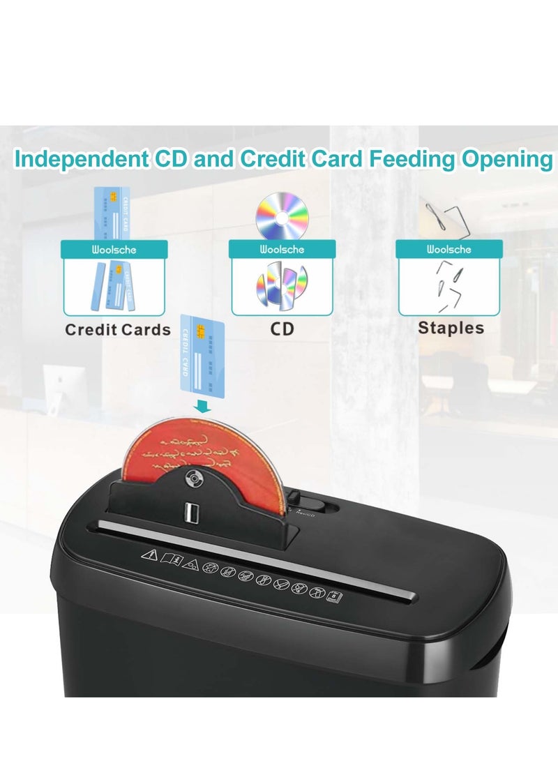 شو وو آلة تقطيع ورق المكتب المنزلي، 8 شرائح ورقية مقطوعة مع سلة سعة 3.17 جالون، آلة تقطيع الأقراص المضغوطة وبطاقات الائتمان، متينة وسريعة، نظام مقاوم للتشويش، 12 لتر، أسود - Image 3