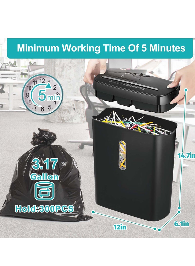 شو وو آلة تقطيع ورق المكتب المنزلي، 8 شرائح ورقية مقطوعة مع سلة سعة 3.17 جالون، آلة تقطيع الأقراص المضغوطة وبطاقات الائتمان، متينة وسريعة، نظام مقاوم للتشويش، 12 لتر، أسود - Image 4