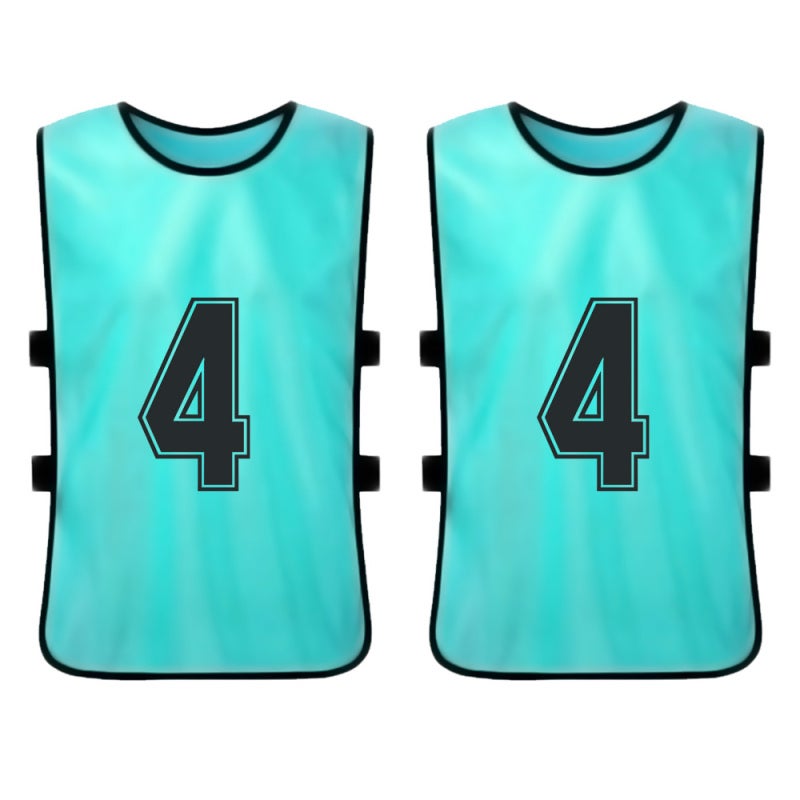 Kids Soccer Pinnies: 6pcs Lake Blue, Clear Front & Back Numbers, Bright Colorfast Fabric - Breathable Open Side Design, Soccer Scrimmage Vest for Youth Team Sports & Training - Image 5