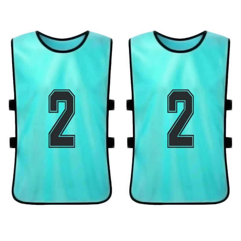 Kids Soccer Pinnies: 6pcs Lake Blue, Clear Front & Back Numbers, Bright Colorfast Fabric - Breathable Open Side Design, Soccer Scrimmage Vest for Youth Team Sports & Training - Image 4