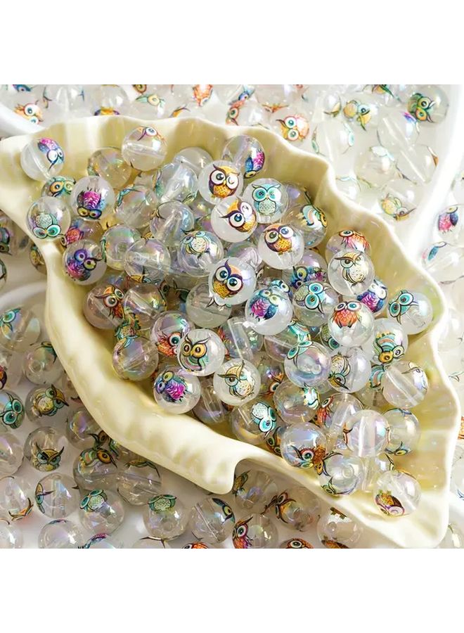 خرز شفاف على شكل بومة 10 قطع أكريليك DIY مجوهرات سلاسل مفاتيح حرف يدوية هدية - Image 2
