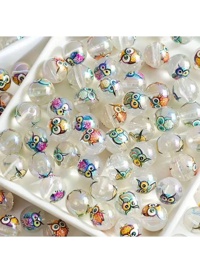 خرز شفاف على شكل بومة 10 قطع أكريليك DIY مجوهرات سلاسل مفاتيح حرف يدوية هدية - Image 1
