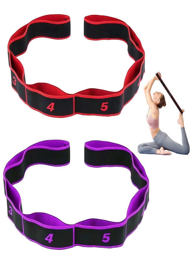 mgmooa 2PCS Fitness Resistance Bands 8-Section for Stretching and Yoga, Numbered Elastic Training Band with Clear Markings, Adjustable Section Exercise Band for Pilates, Flexibility, Full Body Shaping - Image 1