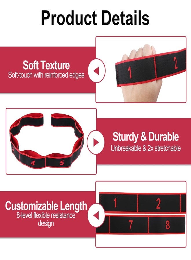 mgmooa 2PCS Fitness Resistance Bands 8-Section for Stretching and Yoga, Numbered Elastic Training Band with Clear Markings, Adjustable Section Exercise Band for Pilates, Flexibility, Full Body Shaping - Image 3