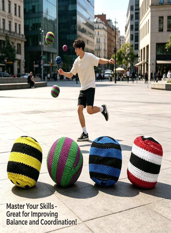 GAISHION 6 Pcs Handmade Hacky Footbag Sack for Party, Soft Pellet Filled Crochet Hacky Balls for Juggling, Kick Sack, Outdoor Skill Training, Random Colors - Image 5