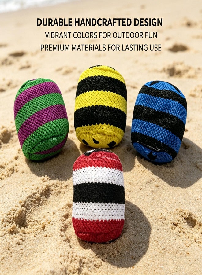 GAISHION 6 Pcs Handmade Hacky Footbag Sack for Party, Soft Pellet Filled Crochet Hacky Balls for Juggling, Kick Sack, Outdoor Skill Training, Random Colors - Image 2