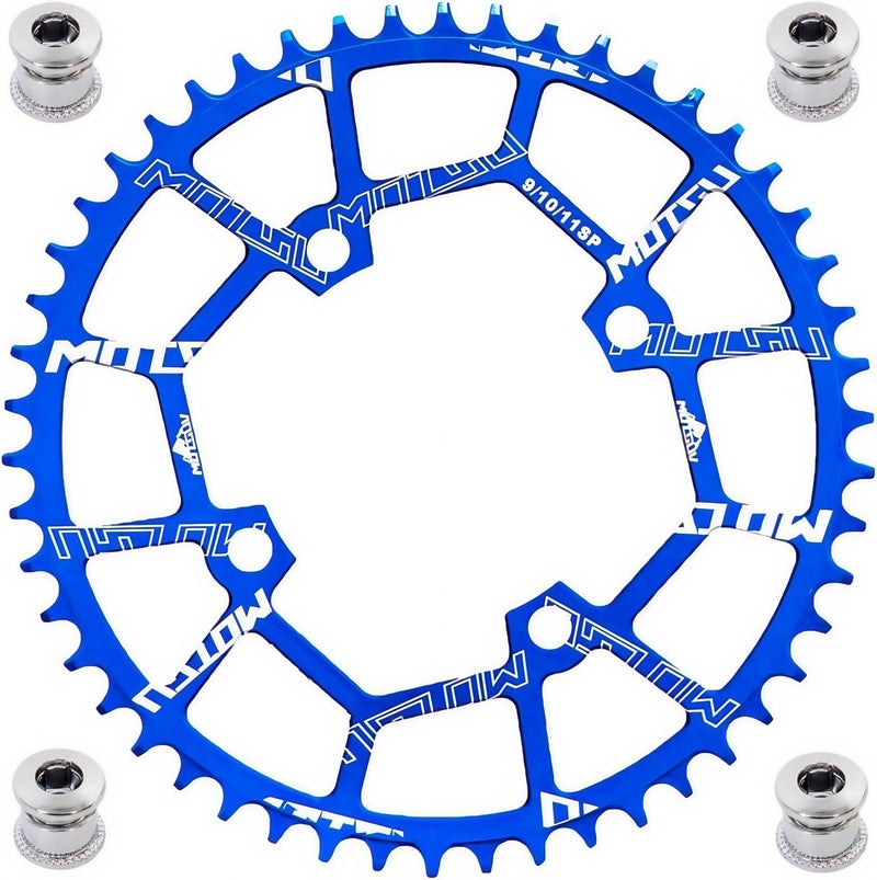 YBEKI ترس سلسلة Ybeki Pro-Grade 104Bcd (30-52T) مصنوع من الألومنيوم CNC 7075-T6، مناسب للدراجات الجبلية/الطرق، دائري بيضاوي الشكل | متوافق مع Shimano/Sram 8-11 سرعة | قوة 573 ميجا باسكال (أزرق دائري، 48T) - Image 1