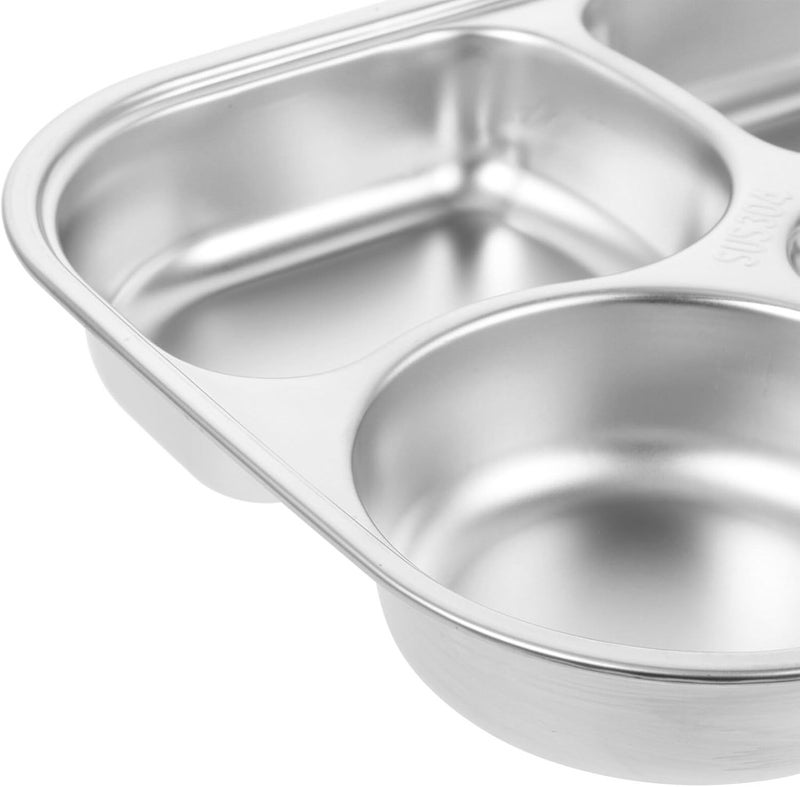Hemoton Hemoton Stainless Steel Rectangular Food Divided Plates Tray 4 Sections Dinner Plates for AdultsPicky Eaters Campers and Portion Control - Image 3