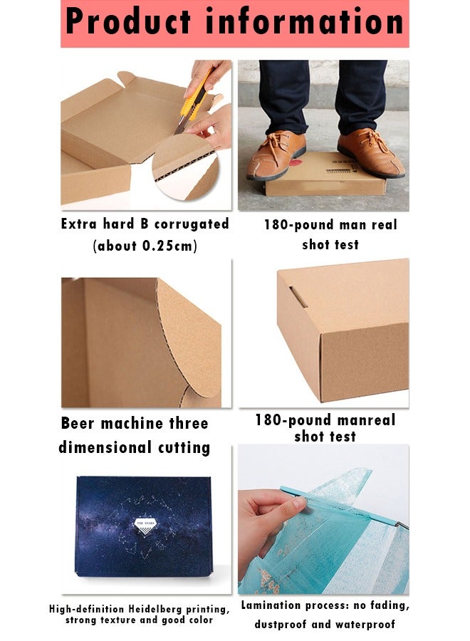 ZCM-HAPPY Set of 24-Piece Durable Corrugated Cardboard Shipping Boxes, Ideal for Business, Crafts and Gifts, Durable Mailing and Storage Containers, Packaging Boxes Airplane Boxes - Image 2