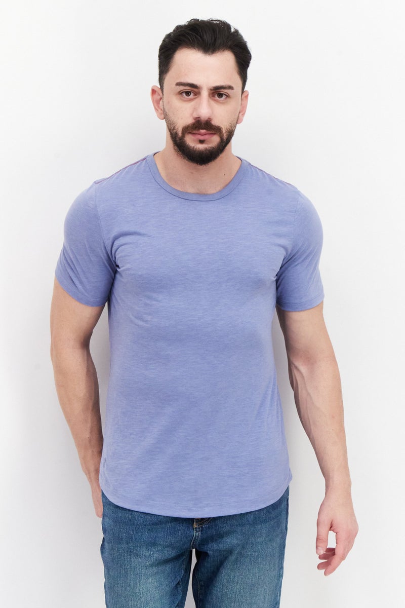 Project Essentials Men Crew Neck Short Sleeves Plain T-shirts, Blue - Image 1